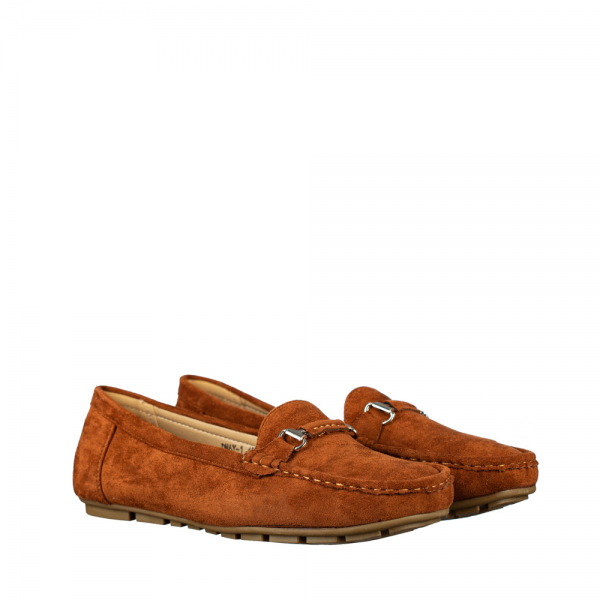 Mocasini dama camel din material textil Kameg, 2 - Kalapod.net